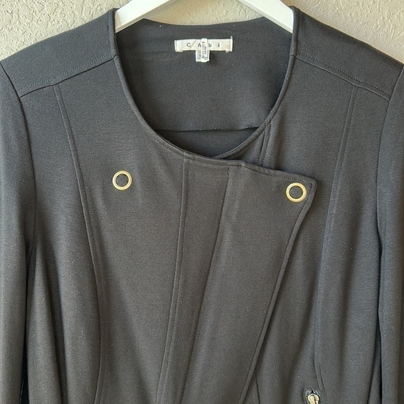 CAbi Black Ponte Knit Moto Jacket 615 Size Medium - Picture 5 of 13